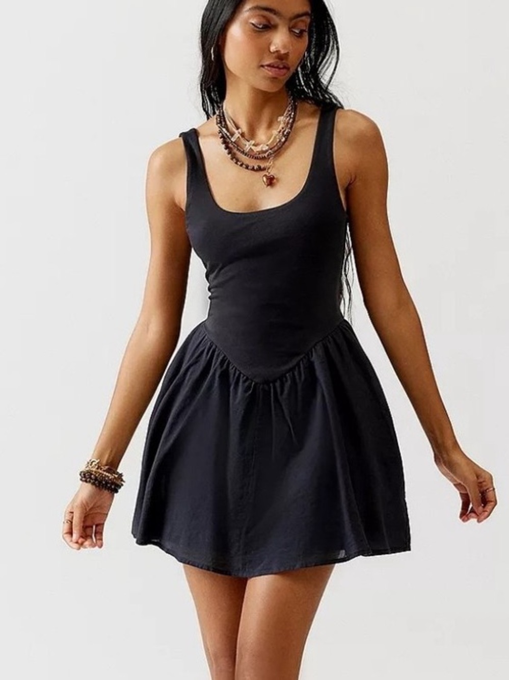 Silence and Noise Urban Outfitters Black Fit-and-Flare Mini Dress